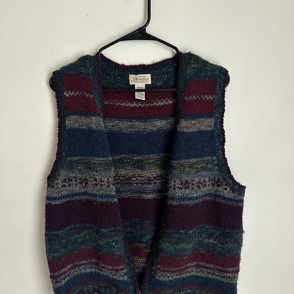 St. John's Bay Red and Blue Cardigan Sweater Vest